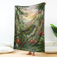 Bellbird New Zealand Personalised Blanket Korimako Harakeke Flower Native Forest LT22 - Polynesian Pride