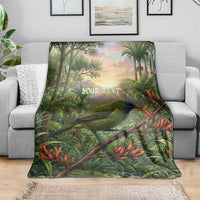 Bellbird New Zealand Personalised Blanket Korimako Harakeke Flower Native Forest LT22 - Polynesian Pride