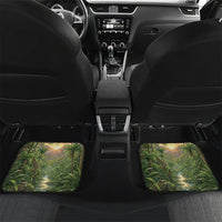 Bellbird New Zealand Personalised Car Mats Korimako Harakeke Flower Native Forest LT22 Set 2pcs - Back Green - Polynesian Pride
