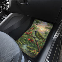 Bellbird New Zealand Personalised Car Mats Korimako Harakeke Flower Native Forest LT22 - Polynesian Pride