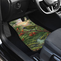 Bellbird New Zealand Personalised Car Mats Korimako Harakeke Flower Native Forest LT22 - Polynesian Pride