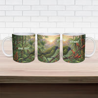 Bellbird New Zealand Personalised Ceramic Mug Korimako Harakeke Flower Native Forest LT22 - Polynesian Pride