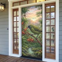 Bellbird New Zealand Personalised Door Cover Korimako Harakeke Flower Native Forest LT22 - Polynesian Pride