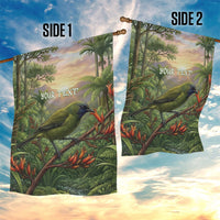 Bellbird New Zealand Personalised Garden Flag Korimako Harakeke Flower Native Forest LT22 - Polynesian Pride
