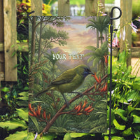 Bellbird New Zealand Personalised Garden Flag Korimako Harakeke Flower Native Forest LT22 Garden Flag Green - Polynesian Pride