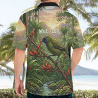 Bellbird New Zealand Personalised Hawaiian Shirt Korimako Harakeke Flower Native Forest LT22 - Polynesian Pride