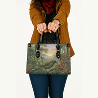 Bellbird New Zealand Personalised Leather Bag Korimako Harakeke Flower Native Forest LT22 - Polynesian Pride