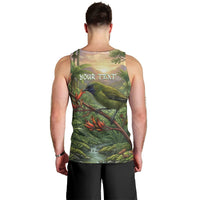 Bellbird New Zealand Personalised Men Tank Top Korimako Harakeke Flower Native Forest LT22 - Polynesian Pride