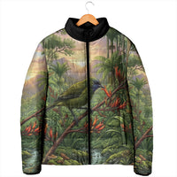 Bellbird New Zealand Personalised Padded Jacket Korimako Harakeke Flower Native Forest LT22 - Polynesian Pride