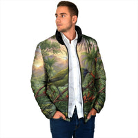 Bellbird New Zealand Personalised Padded Jacket Korimako Harakeke Flower Native Forest LT22 - Polynesian Pride