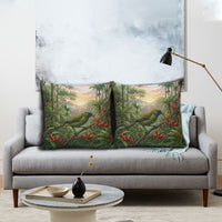 Bellbird New Zealand Personalised Pillow Cover Korimako Harakeke Flower Native Forest LT22 - Polynesian Pride