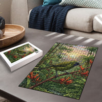 Bellbird New Zealand Personalised Puzzle Korimako Harakeke Flower Native Forest LT22 - Polynesian Pride