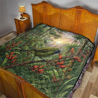Bellbird New Zealand Personalised Quilt Korimako Harakeke Flower Native Forest LT22 - Polynesian Pride