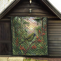 Bellbird New Zealand Personalised Quilt Korimako Harakeke Flower Native Forest LT22 - Polynesian Pride