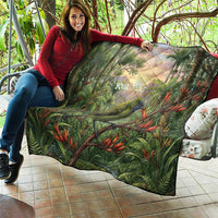 Bellbird New Zealand Personalised Quilt Korimako Harakeke Flower Native Forest LT22 - Polynesian Pride