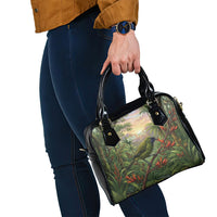 Bellbird New Zealand Personalised Shoulder Handbag Korimako Harakeke Flower Native Forest LT22 - Polynesian Pride