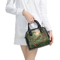 Bellbird New Zealand Personalised Shoulder Handbag Korimako Harakeke Flower Native Forest LT22 - Polynesian Pride