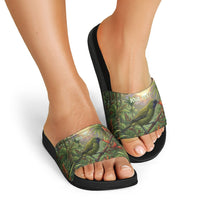 Bellbird New Zealand Personalised Slide Sandals Korimako Harakeke Flower Native Forest LT22 - Polynesian Pride