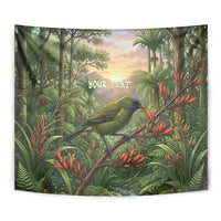 Bellbird New Zealand Personalised Tapestry Korimako Harakeke Flower Native Forest LT22 - Polynesian Pride