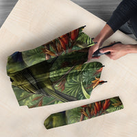 Bellbird New Zealand Personalised Umbrella Korimako Harakeke Flower Native Forest LT22 - Polynesian Pride