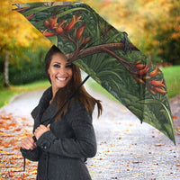 Bellbird New Zealand Personalised Umbrella Korimako Harakeke Flower Native Forest LT22 - Polynesian Pride