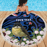 Tomtit New Zealand Personalised Beach Blanket Miromiro Manuka Flower Maori Pattern LT22 - Polynesian Pride