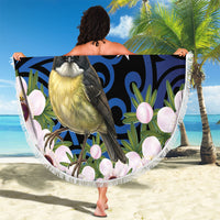 Tomtit New Zealand Personalised Beach Blanket Miromiro Manuka Flower Maori Pattern LT22 - Polynesian Pride