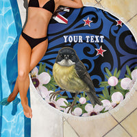 Tomtit New Zealand Personalised Beach Blanket Miromiro Manuka Flower Maori Pattern LT22 - Polynesian Pride