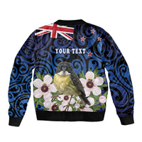 Tomtit New Zealand Personalised Bomber Jacket Miromiro Manuka Flower Maori Pattern LT22 - Polynesian Pride