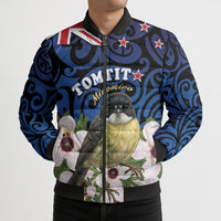 Tomtit New Zealand Personalised Bomber Puffer Jacket Miromiro Manuka Flower Maori Pattern LT22 - Polynesian Pride