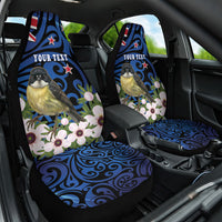 Tomtit New Zealand Personalised Car Seat Cover Miromiro Manuka Flower Maori Pattern LT22 One Size Blue - Polynesian Pride