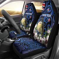Tomtit New Zealand Personalised Car Seat Cover Miromiro Manuka Flower Maori Pattern LT22 - Polynesian Pride