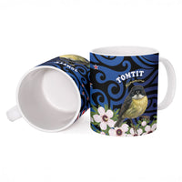 Tomtit New Zealand Personalised Ceramic Mug Miromiro Manuka Flower Maori Pattern LT22 - Polynesian Pride