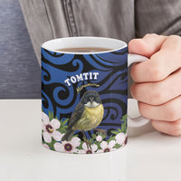 Tomtit New Zealand Personalised Ceramic Mug Miromiro Manuka Flower Maori Pattern LT22 - Polynesian Pride