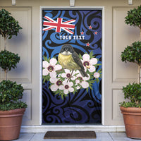 Tomtit New Zealand Personalised Door Cover Miromiro Manuka Flower Maori Pattern LT22 Blue - Polynesian Pride