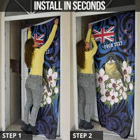 Tomtit New Zealand Personalised Door Cover Miromiro Manuka Flower Maori Pattern LT22 - Polynesian Pride