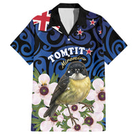 Tomtit New Zealand Personalised Family Matching Long Sleeve Bodycon Dress and Hawaiian Shirt Miromiro Manuka Flower Maori Pattern
