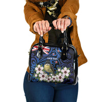Tomtit New Zealand Personalised Shoulder Handbag Miromiro Manuka Flower Maori Pattern LT22 One Size Blue - Polynesian Pride