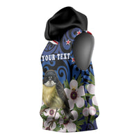 Tomtit New Zealand Personalised Sleeveless Hoodie Miromiro Manuka Flower Maori Pattern LT22 - Polynesian Pride