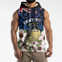 Tomtit New Zealand Personalised Sleeveless Hoodie Miromiro Manuka Flower Maori Pattern LT22 - Polynesian Pride