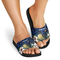 Tomtit New Zealand Personalised Slide Sandals Miromiro Manuka Flower Maori Pattern LT22 - Polynesian Pride
