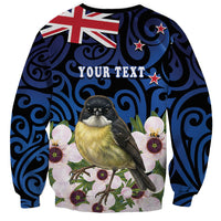 Tomtit New Zealand Personalised Sweatshirt Miromiro Manuka Flower Maori Pattern LT22 - Polynesian Pride