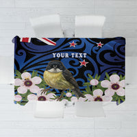 Tomtit New Zealand Personalised Tablecloth Miromiro Manuka Flower Maori Pattern LT22 Blue - Polynesian Pride