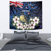 Tomtit New Zealand Personalised Tapestry Miromiro Manuka Flower Maori Pattern LT22 - Polynesian Pride