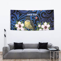 Tomtit New Zealand Personalised Tapestry Miromiro Manuka Flower Maori Pattern LT22 - Polynesian Pride