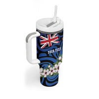 Tomtit New Zealand Personalised Tumbler With Handle Miromiro Manuka Flower Maori Pattern LT22 - Polynesian Pride