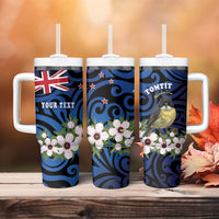 Tomtit New Zealand Personalised Tumbler With Handle Miromiro Manuka Flower Maori Pattern LT22 - Polynesian Pride