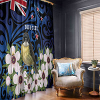 Tomtit New Zealand Personalised Window Curtain Miromiro Manuka Flower Maori Pattern LT22 - Polynesian Pride