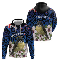 Tomtit New Zealand Personalised Zip Hoodie Miromiro Manuka Flower Maori Pattern LT22 - Polynesian Pride