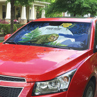Kakapo New Zealand Personalised Auto Sun Shade Kowhai Flower Silver Fern Maori Pattern LT22 - Polynesian Pride